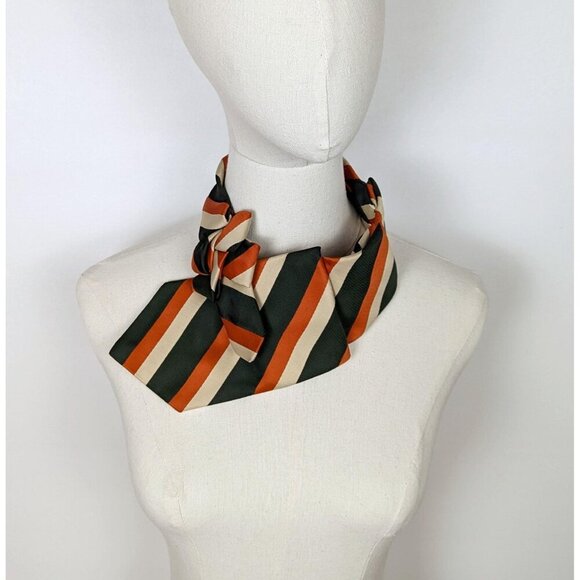 Ogsplosh Green, Orange And Cream Striped Casual Ascot Tie For Men And Women. NEW - Picture 4 of 8